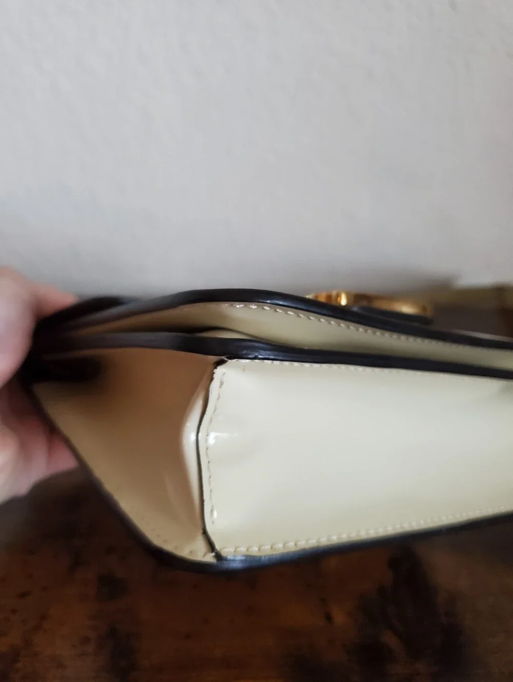 Fendi Cream Patent Leather Karligraphy Bag